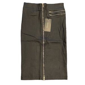 Shine Star Collection Black Pencil Skirt with Gold Tone Double Zipper Women’s Sm